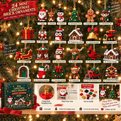 🎄 24日間ミニクリスマスブロックオーナメント アドベントカレンダー – 24種類の組み立て可能なユニークなホリデーモデル